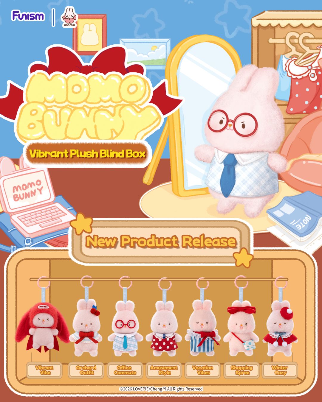 Funism Momo Bunny Energetic Wardrobe series plush blind box