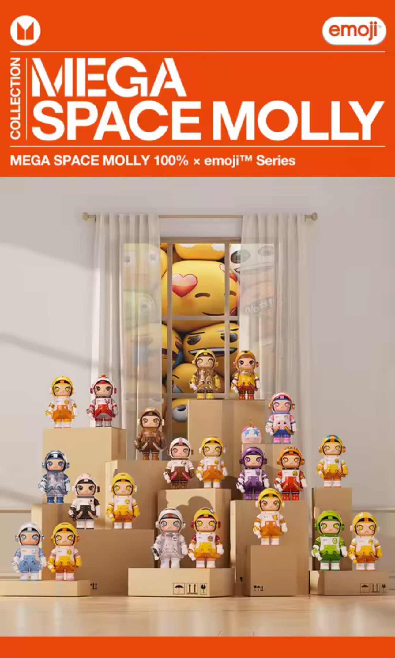 POP MART Mega Space Molly 100% × emoji Blind Box