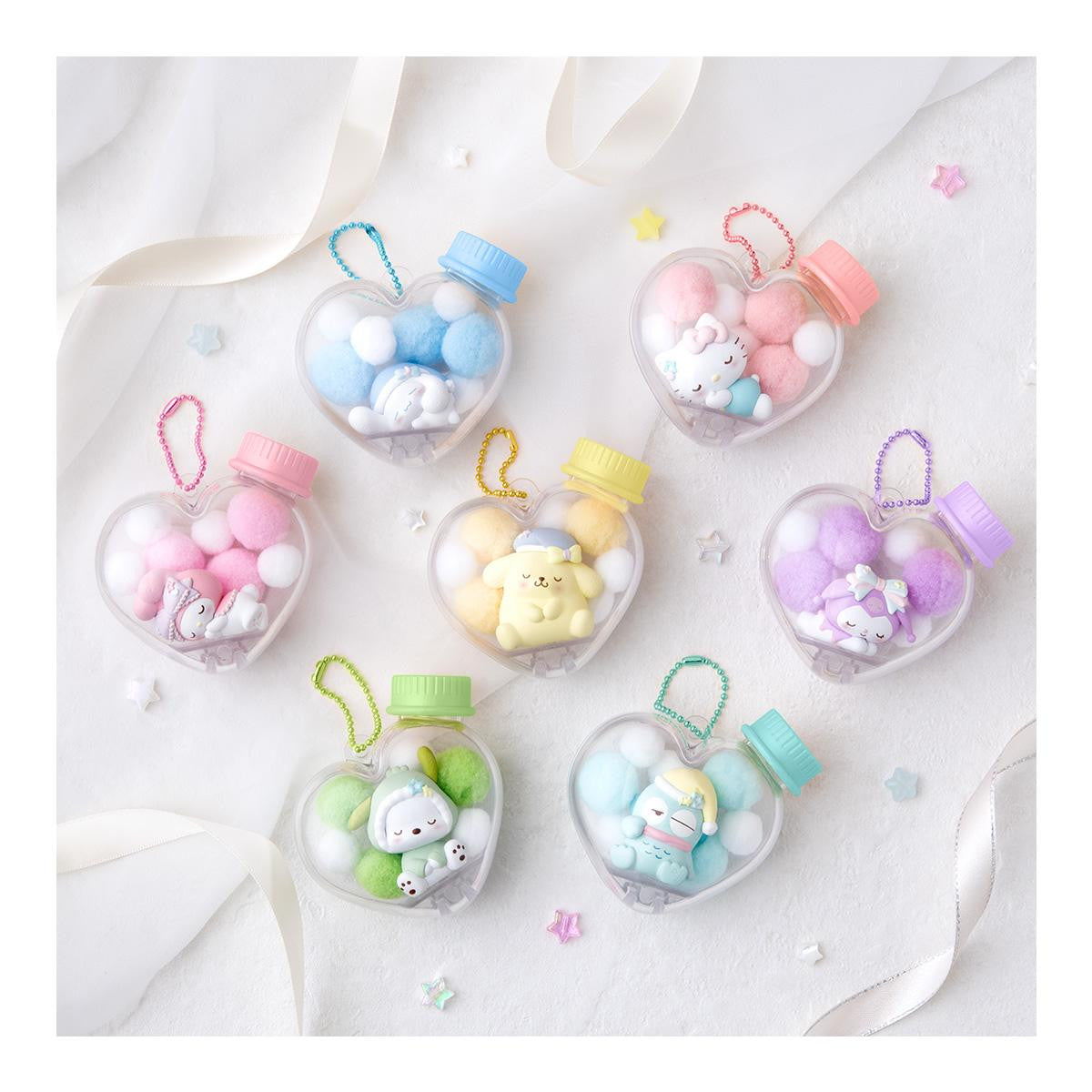 Fluffy Sanrio Characters Heart Jar Case Charm