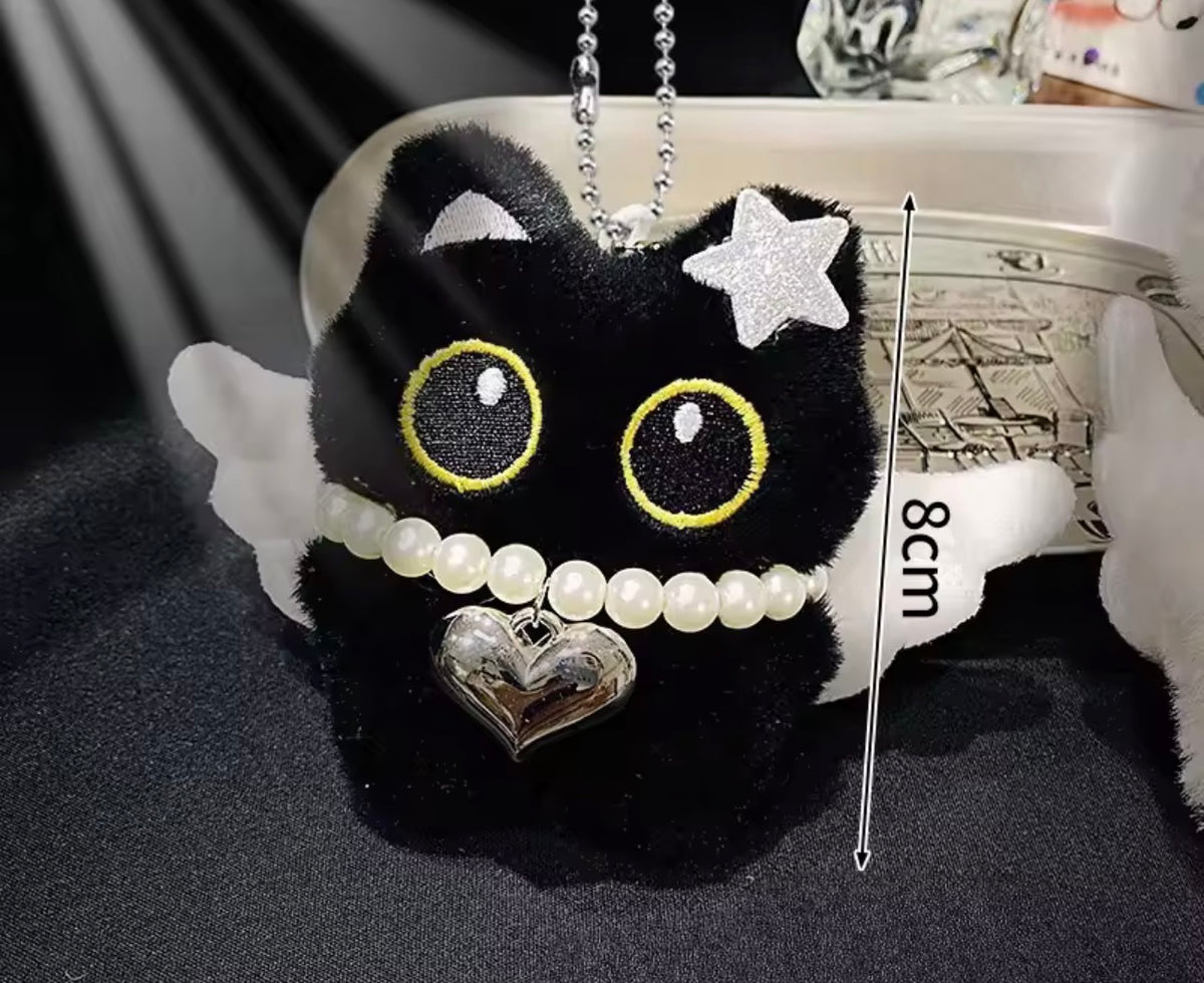 Black cat plush pendant