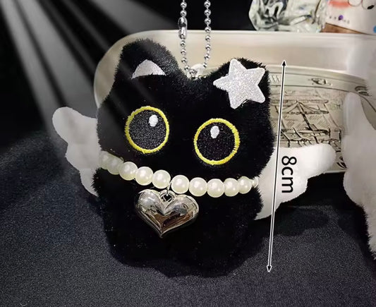 Black cat plush pendant