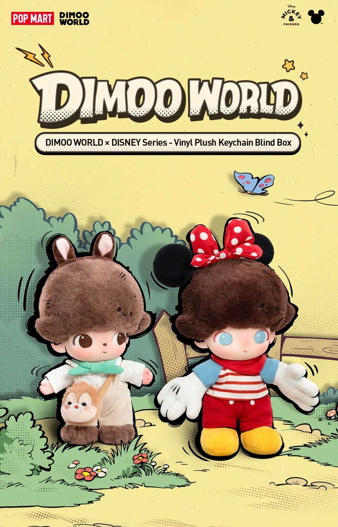 DIMOO WORLD X DISNEY Mickey SERIES-VINYL PLUSH KEYCHAIN BLIND BOX (1 R ...